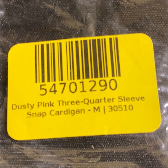 Dusty Pink Three Quarter Sleeve Snap Cardigan SzM - Picture 3 of 3